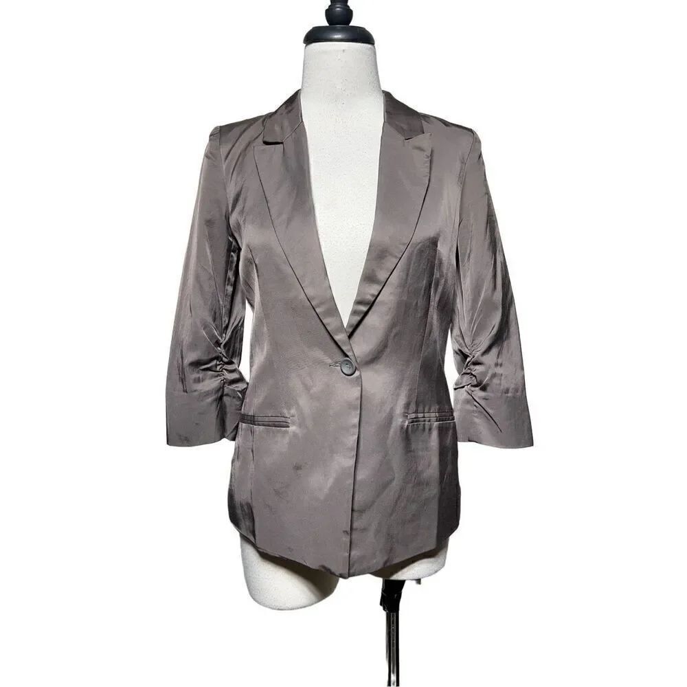 Lush Silky Gray Fitted Blazer Size Small